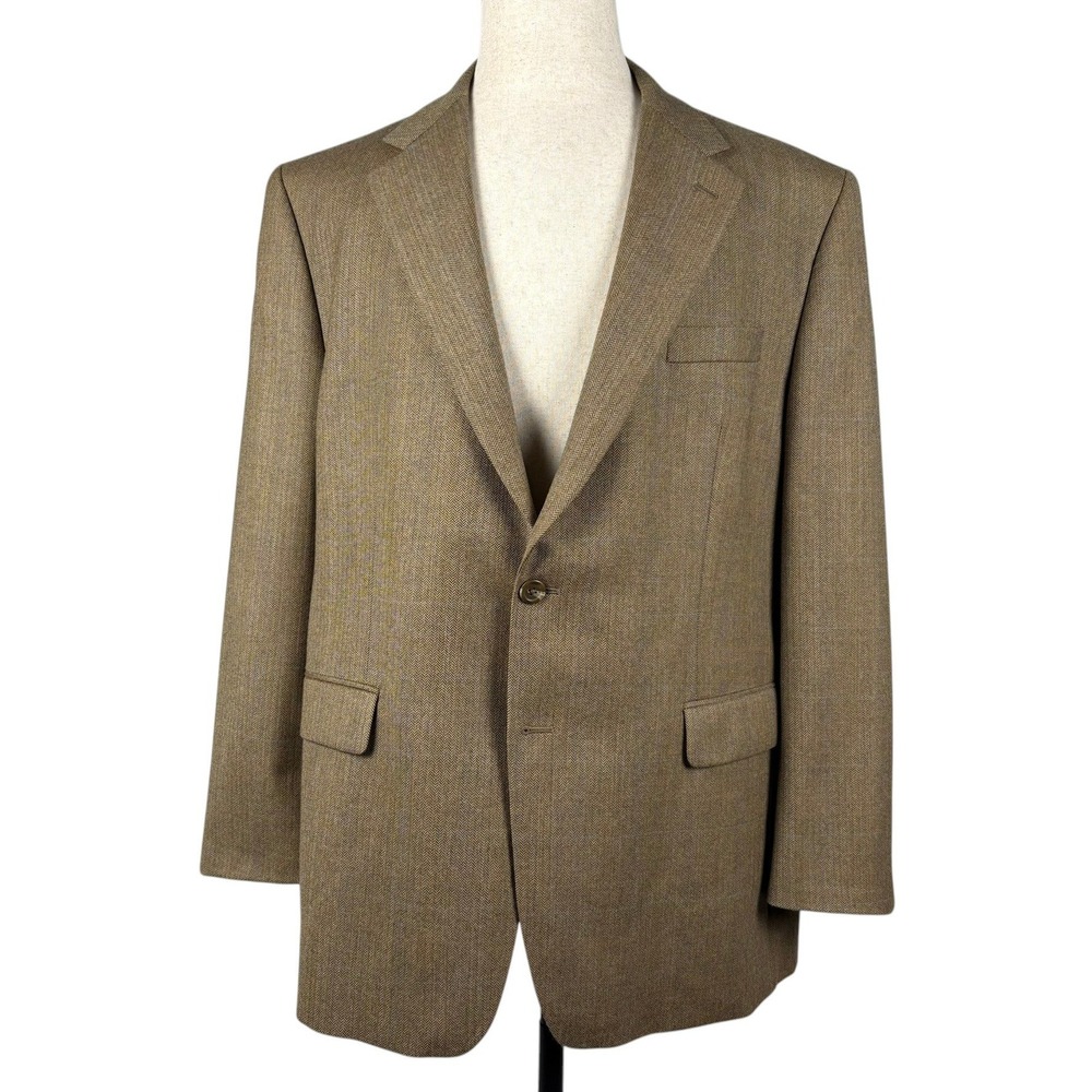 Lauren‎ Ralph Lauren Wool Sport Coat Mens 46R Brown Herringbone 2 Button Blazer